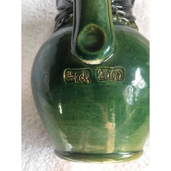 Ornate Woman Lady Artistic Pitcher Jug Hidi 2000 Pottery 5.75" Signed - Picture 6 of 12